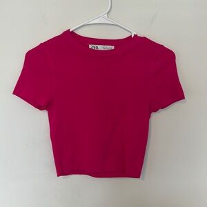 Zara cropped pink tee size Small